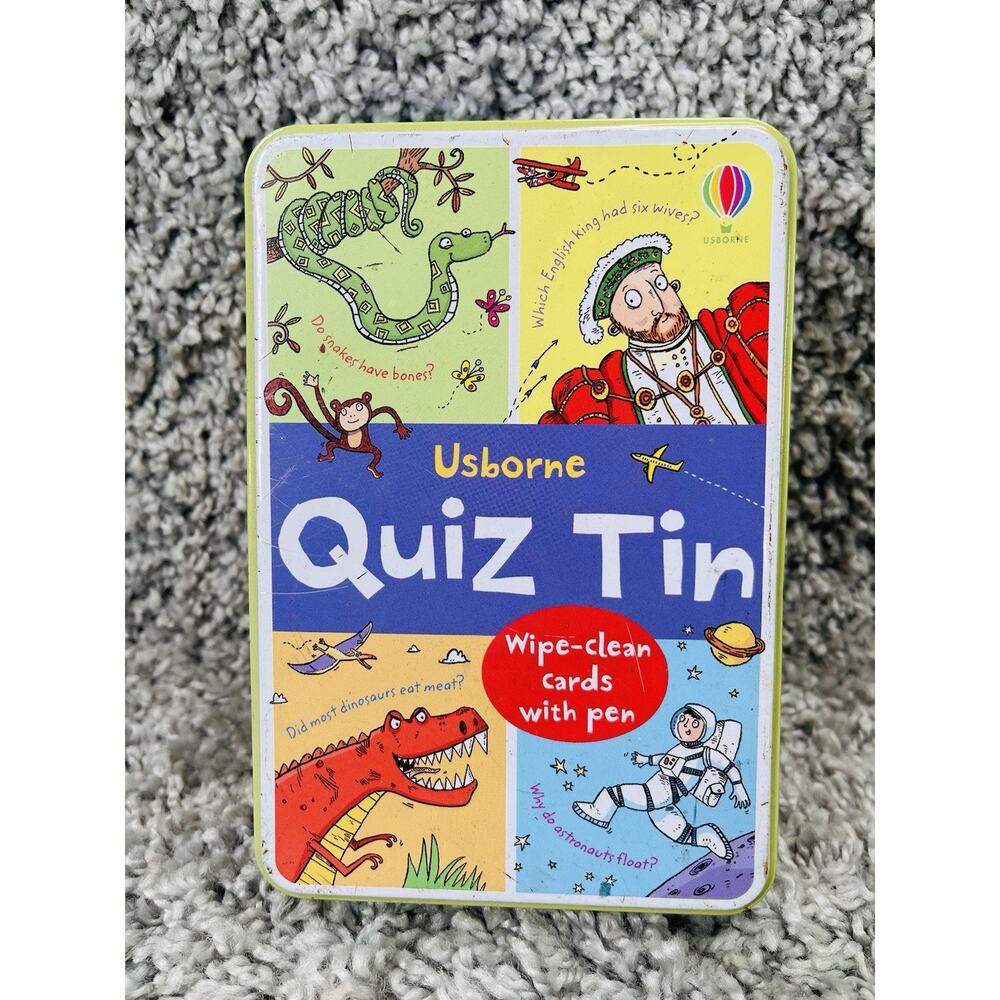 Usborne Quiz Tin Flash Card Game Children Kids Trivia Flash Toys And Games